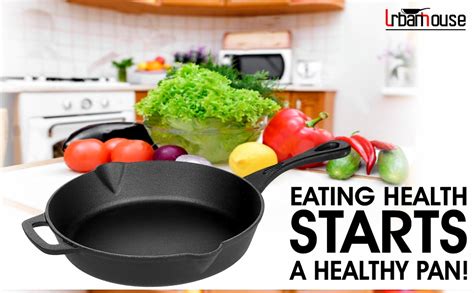 Buy urbanhouse Pre-Seasoned Cast Iron Fry Pan (Deep Skillet 10.25 in ...
