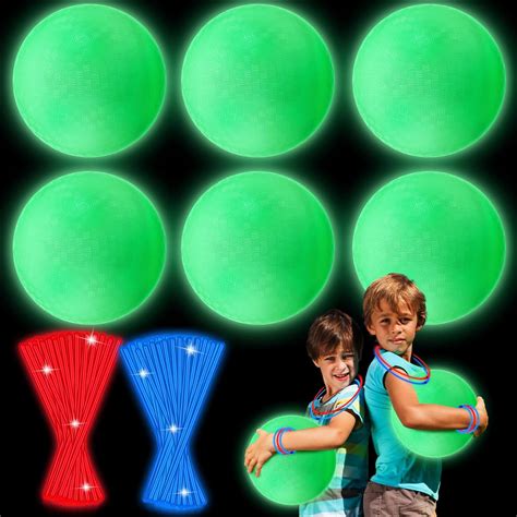 Hiboom 10 Inches Sports Kickball Set Includes 6 Pcs Glow in The Dark ...