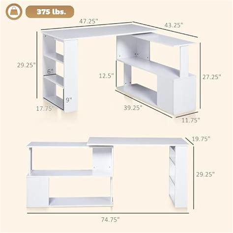 HOMCOM 47 Inch L Shaped Desk, Corner Computer Desk, India | Ubuy