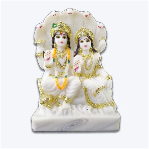 Buy Hastshilpi Vishnu Lakshmi Murti made with Marble Crystal with 24K ...