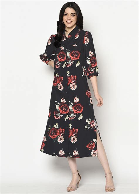 Black Floral Long Tunic