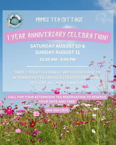 Mimi's Tea Cottage 1 Year Anniversary Celebration - Downtown West ...
