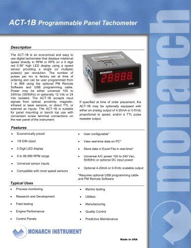 Portable Tachometer: PLT200 Pocket Laser Tach - MONARCH INSTRUMENT ...