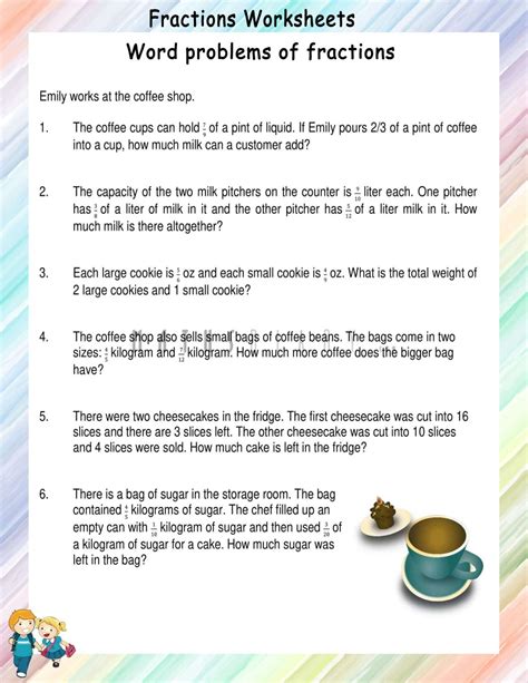 Addition Simple Word Problems On Fractions Worksheet 的图像结果