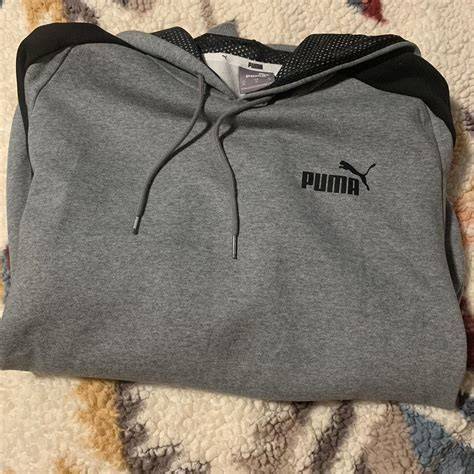 Puma Men's Grey and Black Sweatshirt | Depop