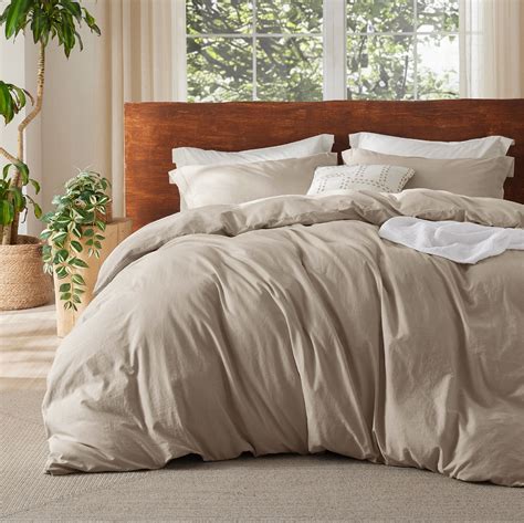 Bedsure Essential Bedsure 100% Washed Cotton Duvet Cover With Pillow ...