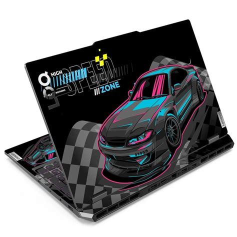 Buy Laptop Skin for Lenovo LOQ - High Speed Zone Black and Blue Sports ...