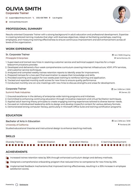 corporate trainer resume sample | Free Wallpaper