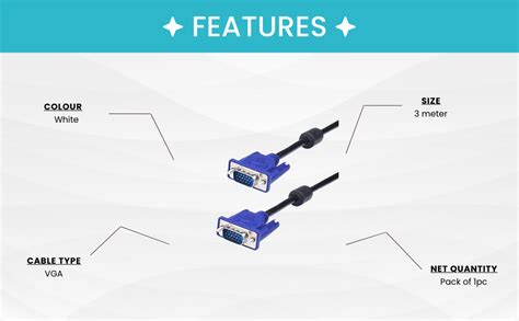 SIA TECHNOLOGY VGA Cable Support PC/Monitor/LCD/LED/Projector/Cctv ...