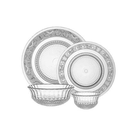 Incrizma Glass Dinner Set Crockery Set, Relief Crockery Plates, Cereal ...