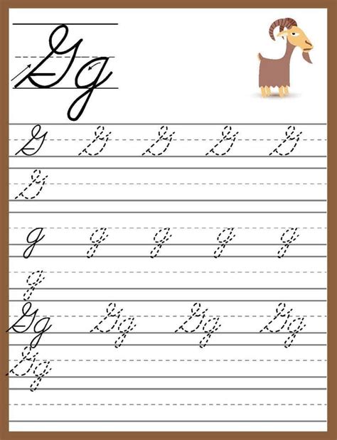 Cursive Letter G Practice Worksheets - Free download and print for you.