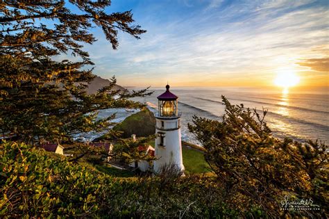 Sunset Light on Heceta Lighthouse - Oregon Photography