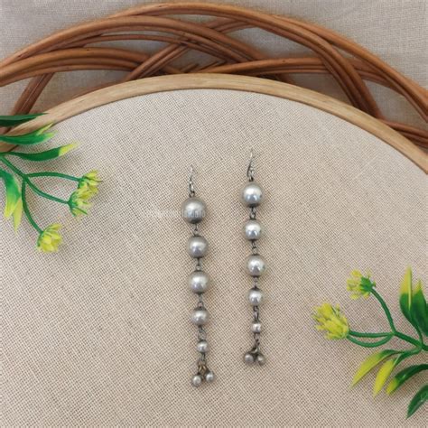 "Ballhanging" Silver Look Alike Oxidized Dangler – The Beta Girl Jewellery