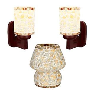 Somil Combo of 2 Wall Lamp with 1 Mosaic Table Lamp, Compatible with 5 ...
