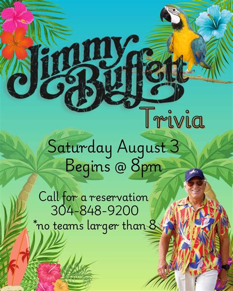 Jimmy Buffet Trivia , 26 Betten Court, Bridgeport, WV, 3 August 2024 ...