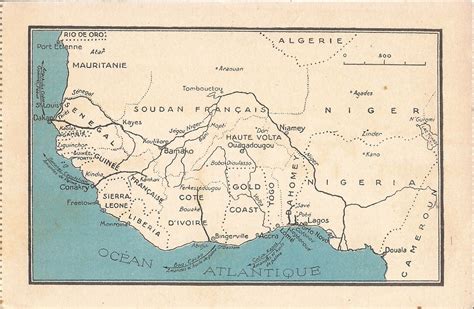 HANDOUT MAP - FRENCH WEST AFRICA - French Sudan, Niger, Senegal ...