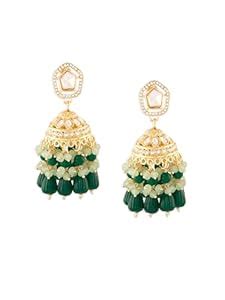 Zaveri Pearls Green Cluster Beads Drop Dazzling Austrian Diamonds ...