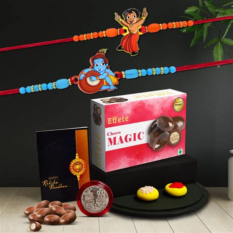 Oblivion Rakhi Combo (K2_876+877_CM32) & Effete Chocolate Magic 32gm ...