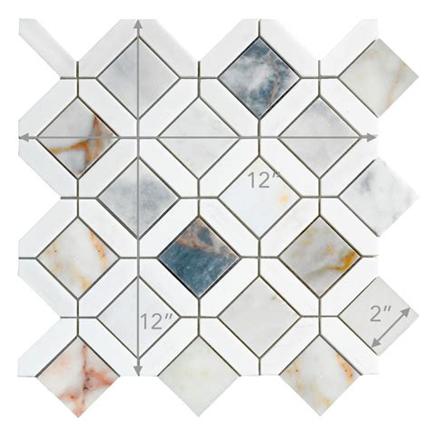 Multi Color Marble Diamond Mosaic Backsplash Tile | Mosaic backsplash ...