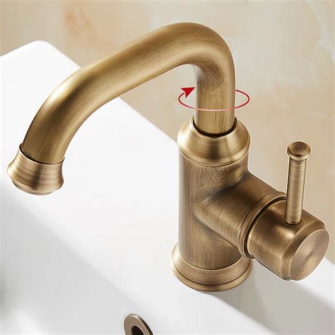 Bathroom Sink Mixer Faucet Vintage Deck Mounted, 360 Swivel Rotatable ...
