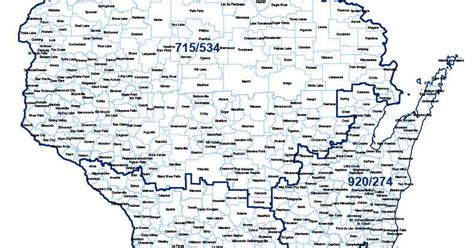 Image result for Wisconsin Area Code Map