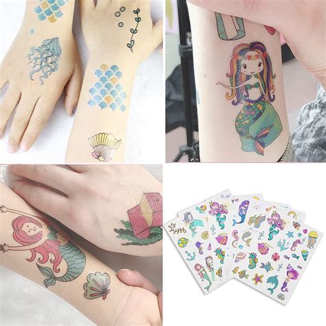 Buy Ooopsiun Mermaid Temporary Tattoos for Girls - 100 Tattoos Mermaid ...