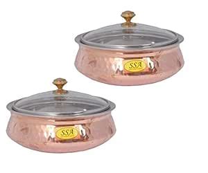 Buy SHIV SHAKTI ARTS Hammered Steel Copper Casserole Donga Bowl Handi ...
