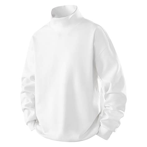 Mens Thermal Tops High Neck Long Sleeve Fleece Undershirts Soft Fall ...