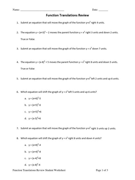 Image result for Exponential Function Translation Rules Worksheet