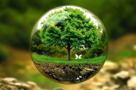 Planet earth covered in lush greenery surrounded by clouds symbolizing ...