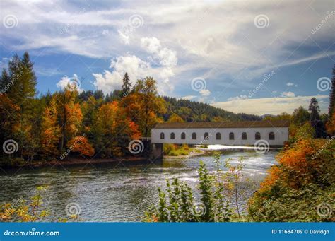Covered Bridge Over McKenzie River Oregon Stock Image - Image of ...