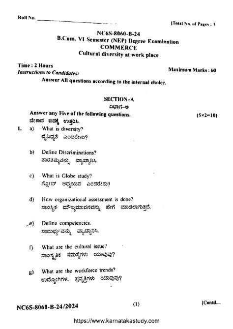 B.Com VI Sem (NEP) Exam: Cultural Diversity in the Workplace Notes ...