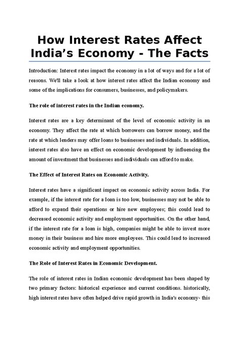 How Interest Rates Affect India’s Economy - The Facts - How Interest ...