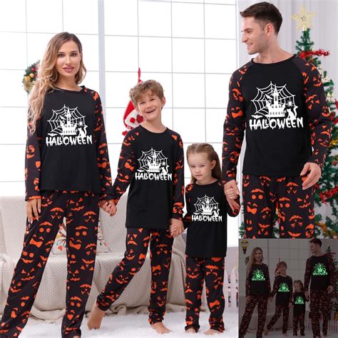 Shldybc Family Halloween Pjs Matching Sets 2-piece Halloween Glows in ...