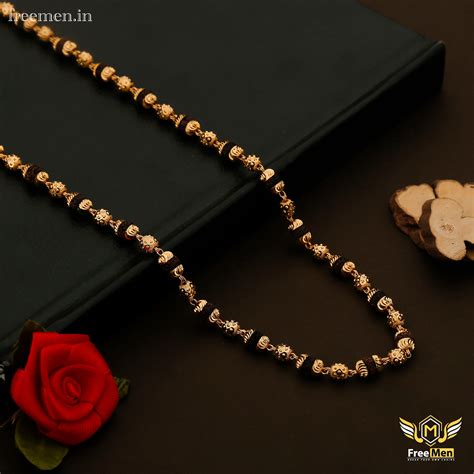 Freemen Black one by one Gold Plated Rudraksha Mala - FM063 – Freemen®