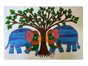 The Tree of Elephants - Gond Painting Wall Hanging – Mytr