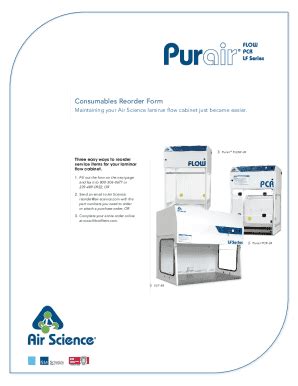Fillable Online 2021 Consumables Reorder Form for Air Science Laminar ...