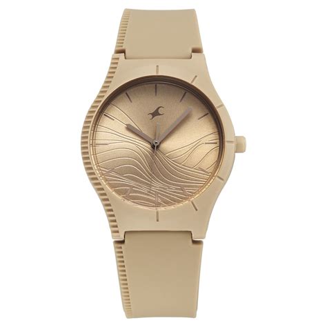 Buy Online Fastrack Tees Wanderlust Quartz Analog Beige Dial Silicone ...