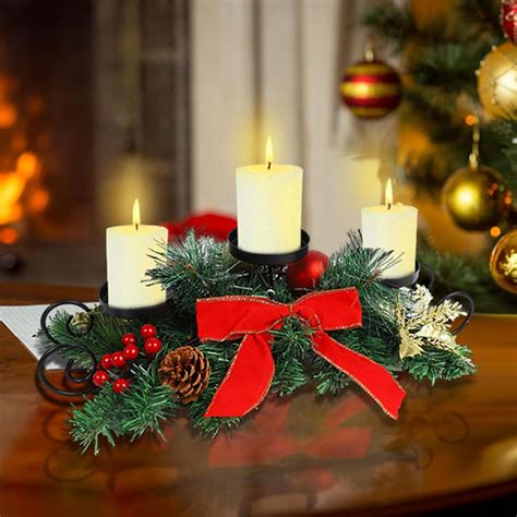 Amazon.com: MorTime Christmas Candle Holder Centerpiece, Xmas Tabletop ...