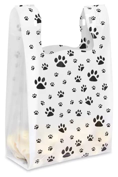 500 PAW PRINT Disposable Plastic Shopping Gift Bags with Handles ...