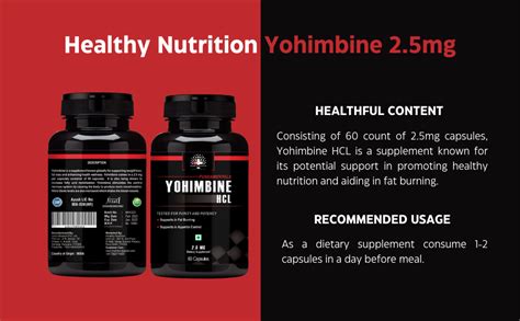 Healthy Nutrition Yohimbine -HCL 2.5mg Yohimbine Veg (60 Capsules) For ...