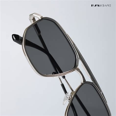 Kayro - Silver Black Square Aviator Sunglasses - RB2676SB — Rawbare