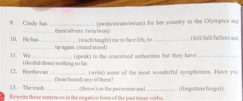 choose and write the correct verb from the brackets to complete the ...