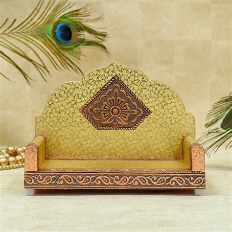Buy Elegant Golden Laddu Gopal Singhasan Online in India - Mypoojabox.in