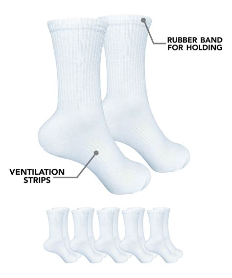 Long Plain "basic White" Socks Set of 6, White Casual Socks, Natural ...