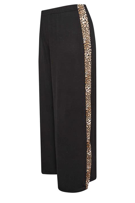LIMITED COLLECTION Plus Size Black Leopard Print Stripe Wide Leg ...