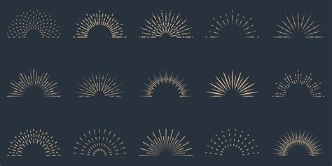 Sunburst Shine Line Icon on Dark Background. Sun Burst Light Half ...