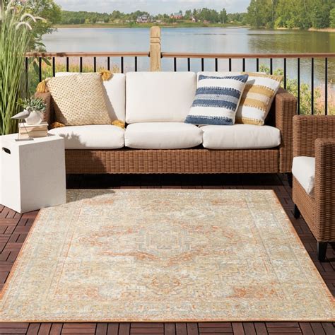 Nourison Essentials Persian Vintage Indoor Outdoor Area Rug Beige Rust ...