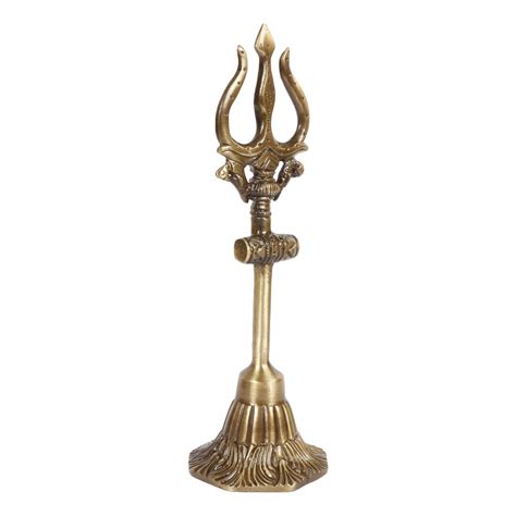 Buy Kartique Brass Lord Shiva Trishul with Damru on Stand for Pooja ...