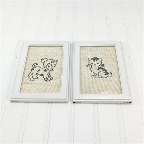 Vintage Cat & Dog Cross Stitch Wall Art - Needlecraft Set - Etsy